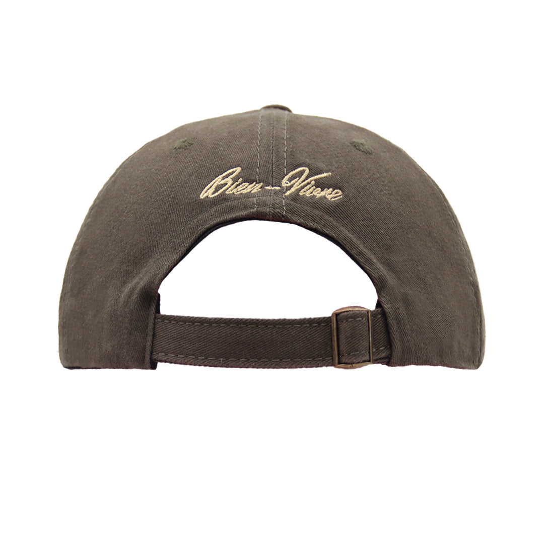 Khaki Cap back view showing strap detail