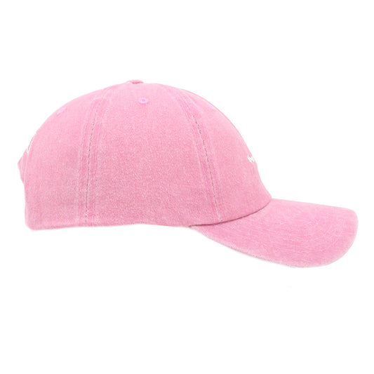 Washed Pink Cap side view showing adjustable silver buckle