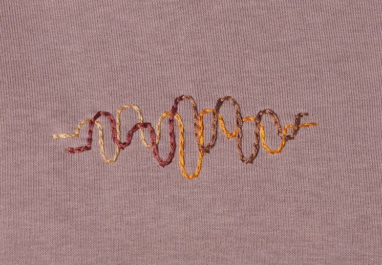 Momeni Vivaldi Autumn Lilac Sweatshirt close-up embroidery, Four Seasons Collection