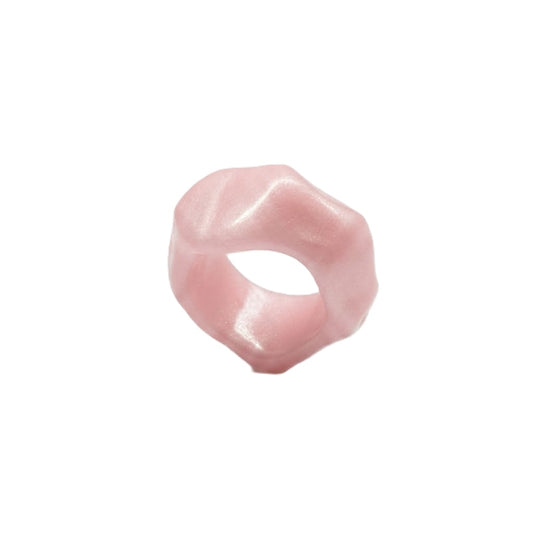 Mozaika Collective Flowing Clay Ring pink handmade polymer clay, organic fluid silhouette