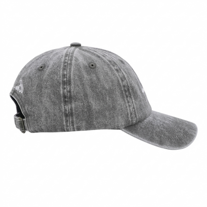 MS Bien Vivre Washed Black Cap side view showing adjustable silver buckle