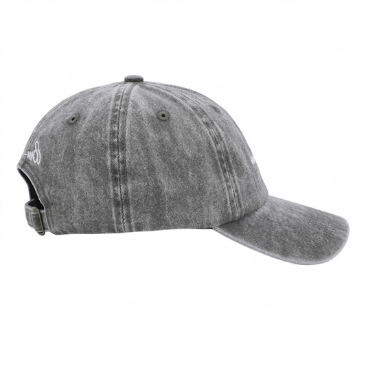 MS Bien Vivre Washed Black Cap side view showing adjustable silver buckle