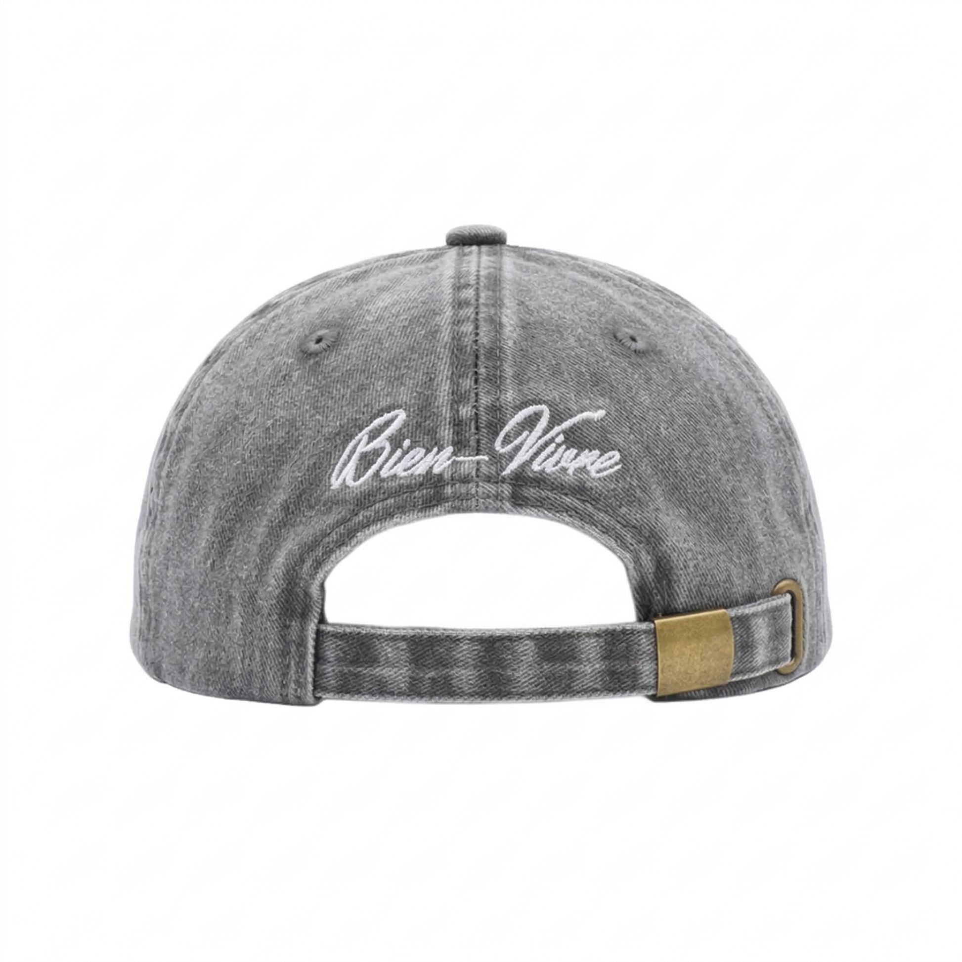 MS Bien Vivre Washed Black Cap back view showing strap detail