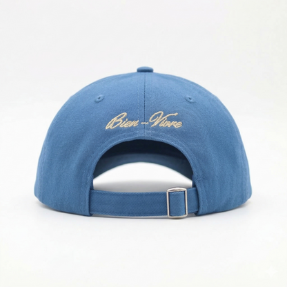 Blue Cap back view showing strap detail