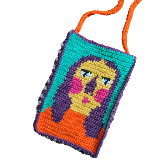 Sarıko Phone Bag hand-knitted by Zone Design, front view