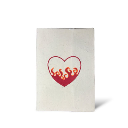 Fire of Love Red Notebook hand-embroidered cover by Bael Istanbul, front view