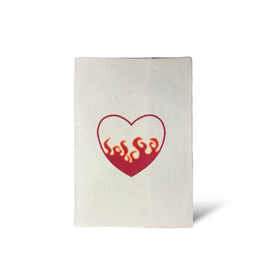 Fire of Love Red Notebook hand-embroidered cover by Bael Istanbul, front view