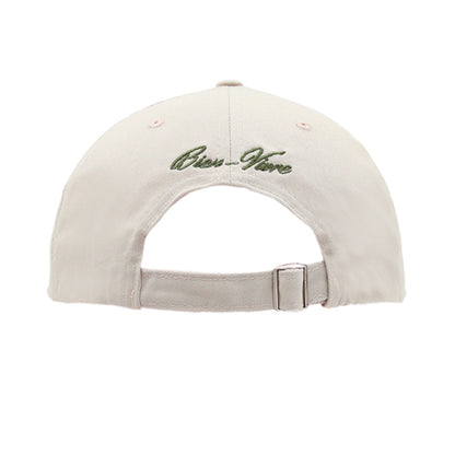 Beige Cap back view showing adjustable strap