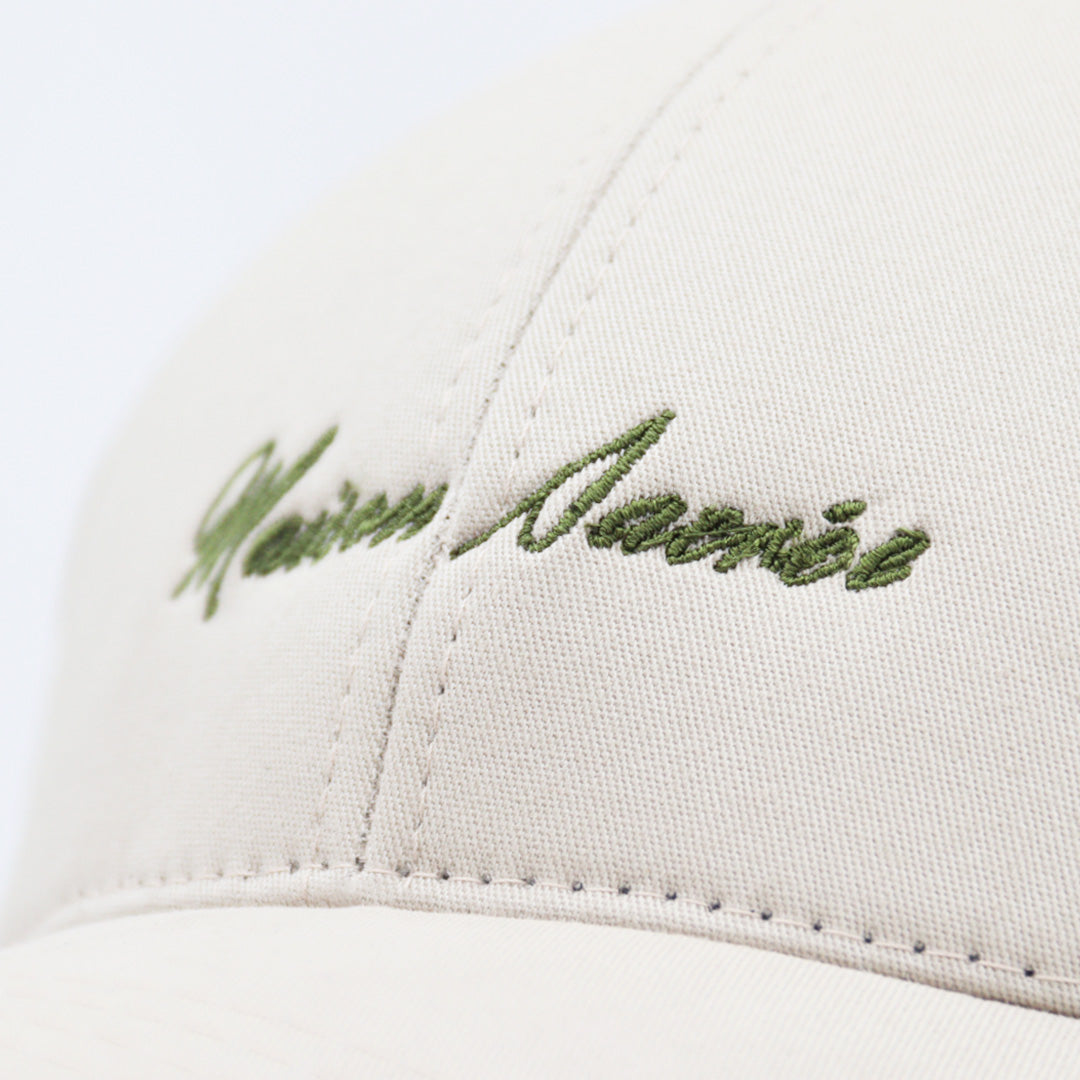 Beige Cap close-up embroidery detail
