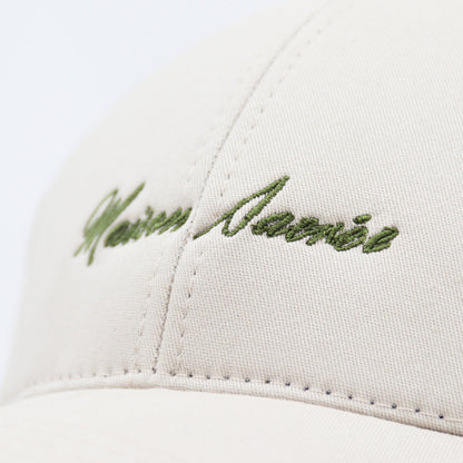 Beige Cap close-up embroidery detail