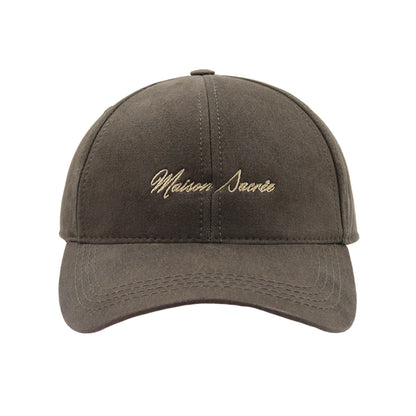 Khaki Cap front view — Maison Sacrée 100% cotton cap with Bien Vivre embroidery