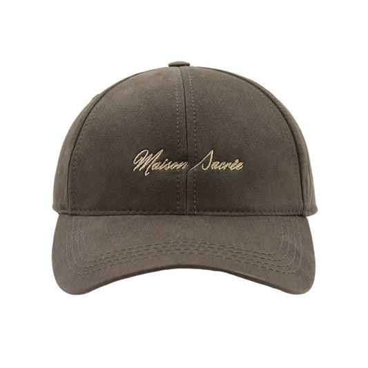 Khaki Cap front view — Maison Sacrée 100% cotton cap with Bien Vivre embroidery