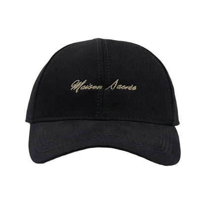 Black Cap front view — Maison Sacrée Bien Vivre embroidery