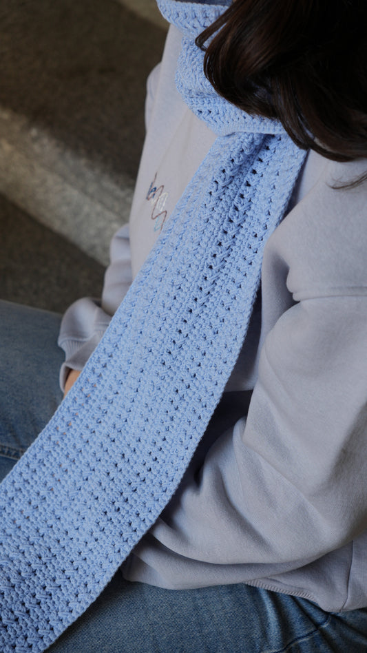 Mozaika Collective Sky Blue Scarf from Cozy Knits collection, 60% cotton 40% polyester handknitted