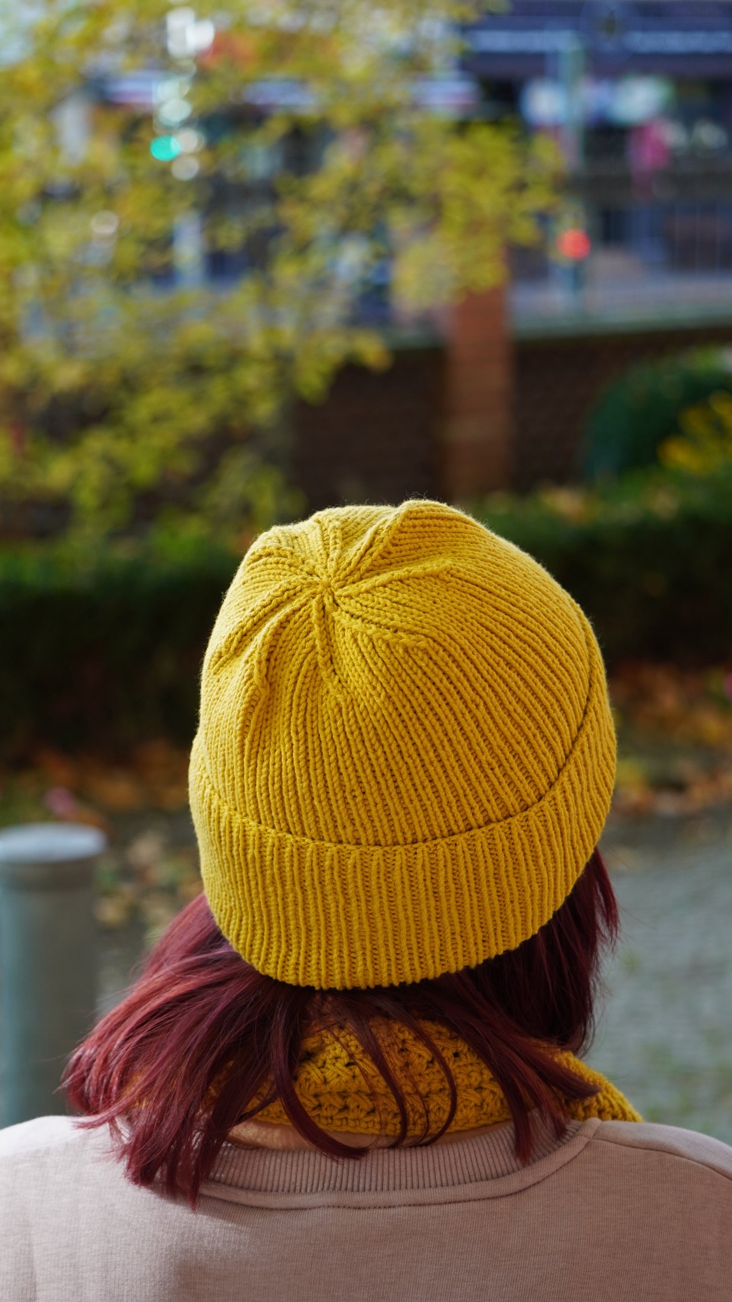 Mozaika Collective Mustard Yellow Beanie close-up knit detail, vibrant cotton polyester blend