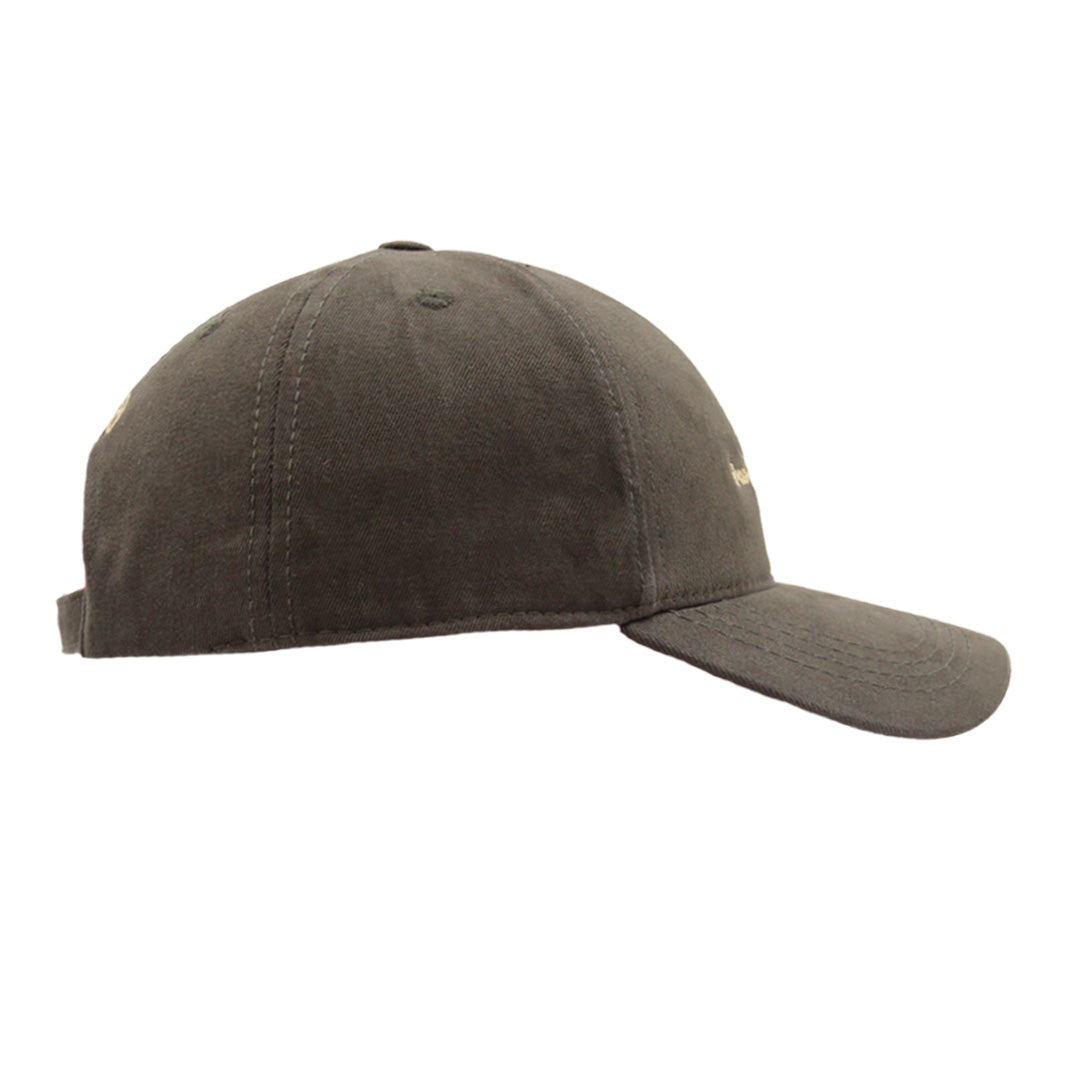 Khaki Cap side view showing adjustable silver buckle
