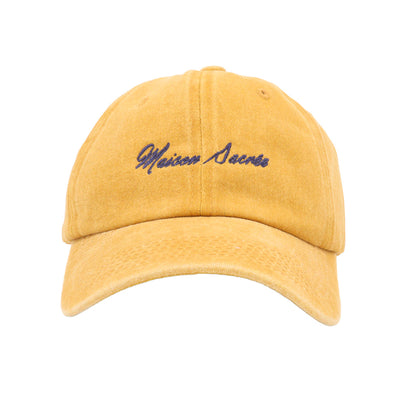 Yellow Cap front view — Maison Sacrée Bien Vivre embroidery