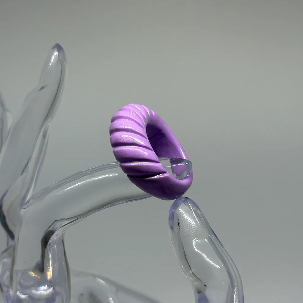 Mozaika Collective Twisted Clay Ring worn on finger, unique one-of-a-kind handmade ring