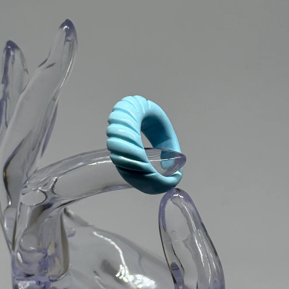 Mozaika Collective Twisted Clay Ring handmade polymer clay, sculptural coiled artisan ring