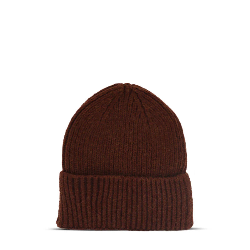 Maison Sacrée Brown Knitted Beanie back view, soft shape-retaining premium beanie