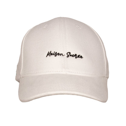 La Rose Du Jardin White Cap front view — floral rose embroidery