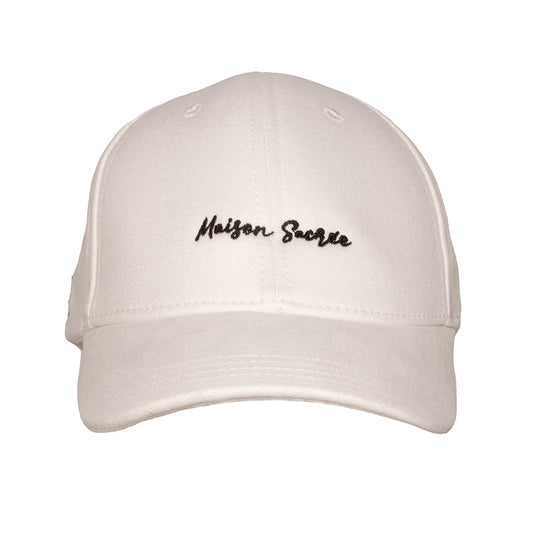La Rose Du Jardin White Cap front view — floral rose embroidery