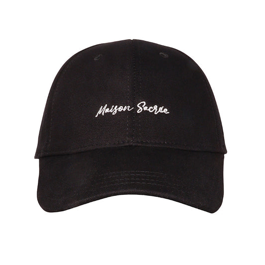 La Rose Du Jardin Black Cap front view — floral rose embroidery