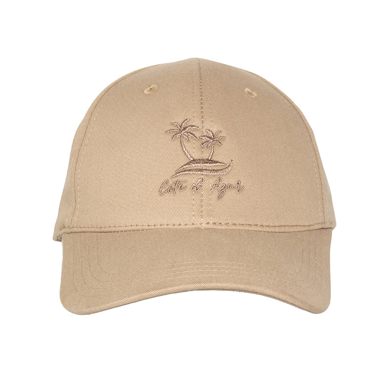 Les Palmiers Beige Cap front view — palm tree embroidery