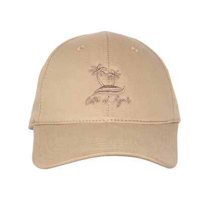Les Palmiers Beige Cap front view — palm tree embroidery