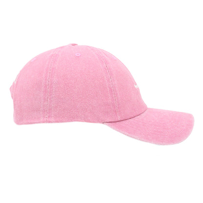 Washed Pink Cap side view showing adjustable silver buckle