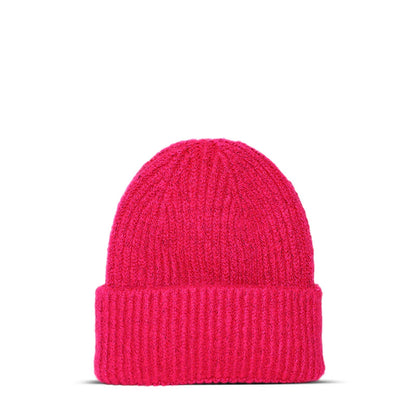 Maison Sacrée Hot Pink Beanie back view, soft shape-retaining premium cotton wool beanie