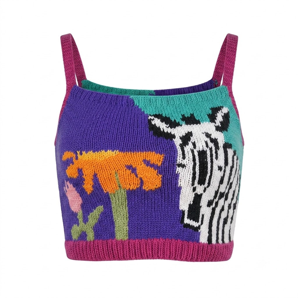 Zebra Knitted Crop Top