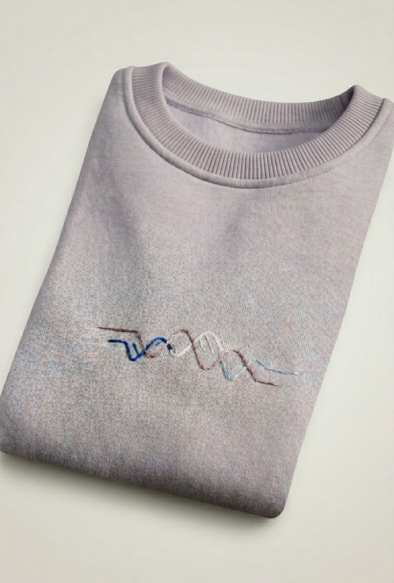 Momeni Vivaldi Winter Grey Sweatshirt hand-embroidered by women artisans, 80% cotton oversized fit