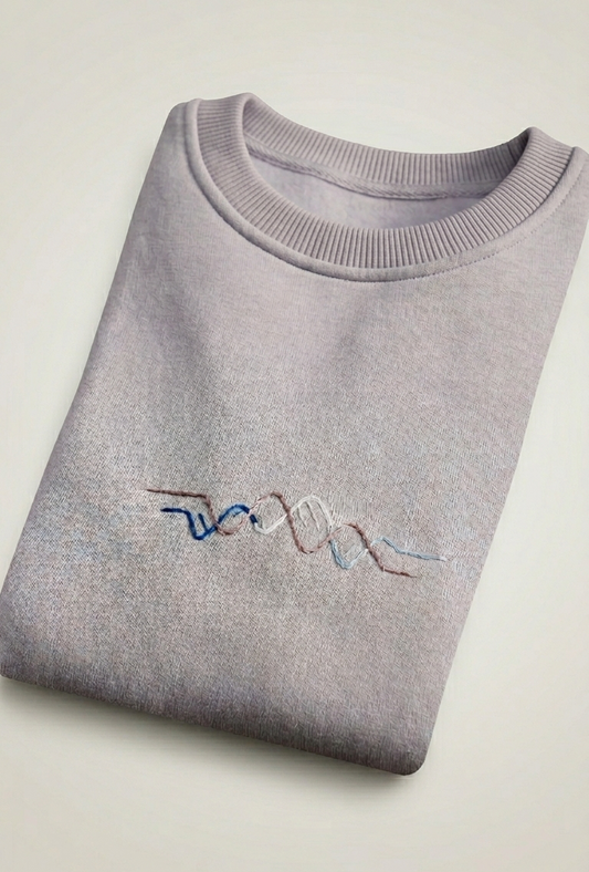 Momeni Vivaldi Winter Grey Sweatshirt hand-embroidered by women artisans, 80% cotton oversized fit