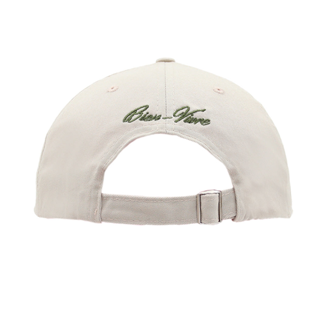Beige Cap back view showing strap detail