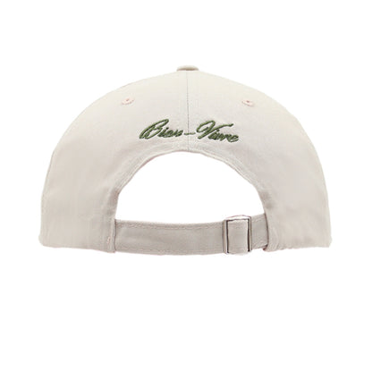 Beige Cap back view showing strap detail