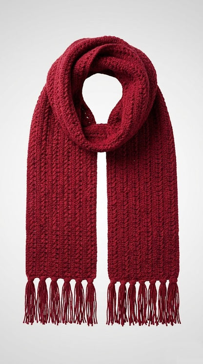 Mozaika Collective Mulberry Burgundy Scarf Cozy Knits collection, soft cotton blend handknitted scarf