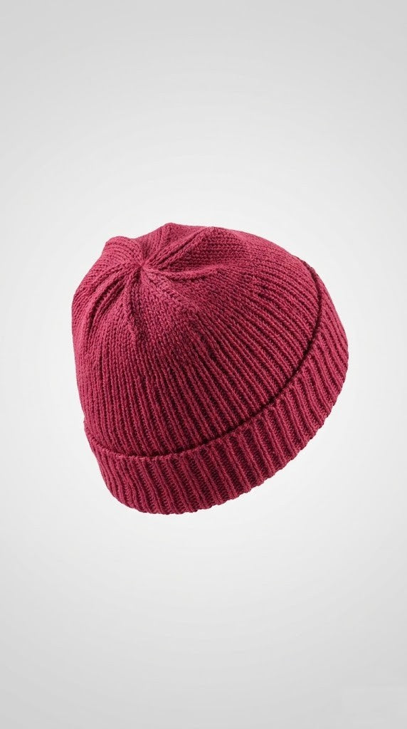 Mozaika Collective Mulberry Burgundy Beanie Cozy Knits collection, 60% cotton handknitted beanie