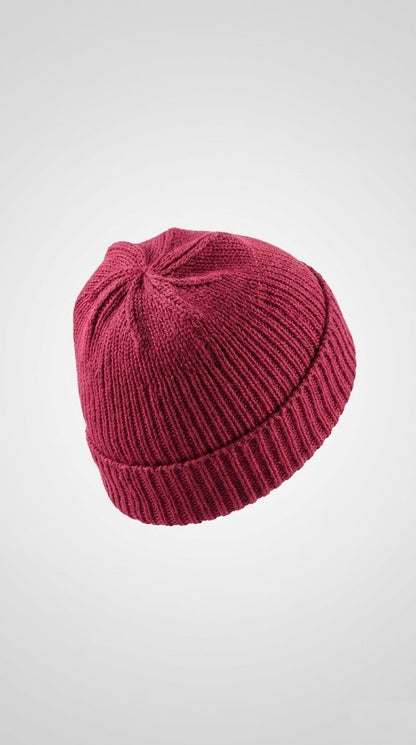 Mozaika Collective Mulberry Burgundy Beanie Cozy Knits collection, 60% cotton handknitted beanie