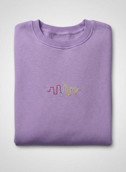 Momeni Vivaldi Summer Purple Sweatshirt hand-embroidered by women artisans, oversized 80% cotton