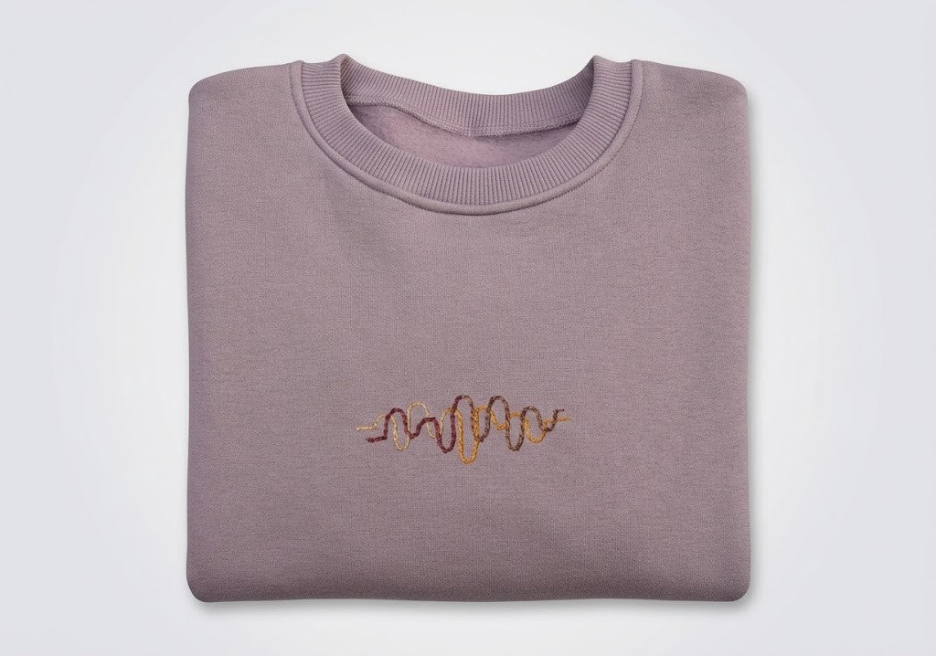Momeni Vivaldi Autumn Lilac Sweatshirt hand-embroidered by women artisans, oversized cotton blend