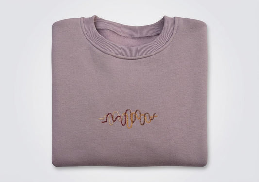 Momeni Vivaldi Autumn Lilac Sweatshirt hand-embroidered by women artisans, oversized cotton blend