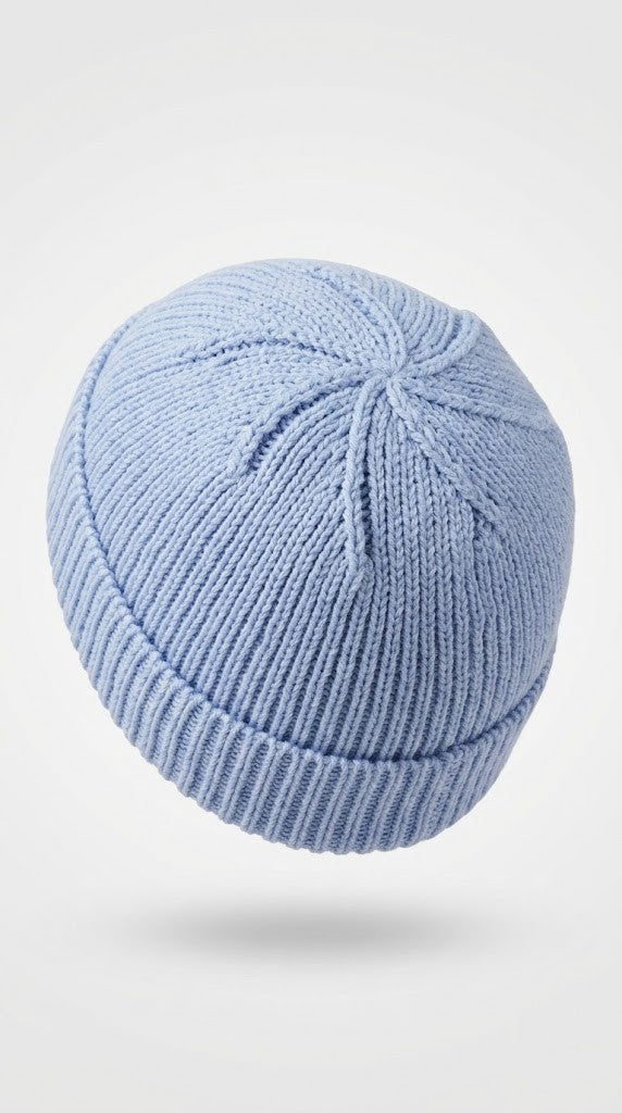 Mozaika Collective Sky Blue Beanie Cozy Knits collection, 60% cotton 40% polyester handknitted