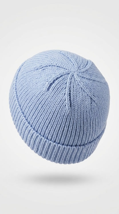 Mozaika Collective Sky Blue Beanie Cozy Knits collection, 60% cotton 40% polyester handknitted
